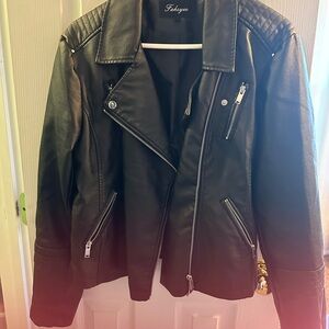 Women's Classic Black Faux Leather Jacket